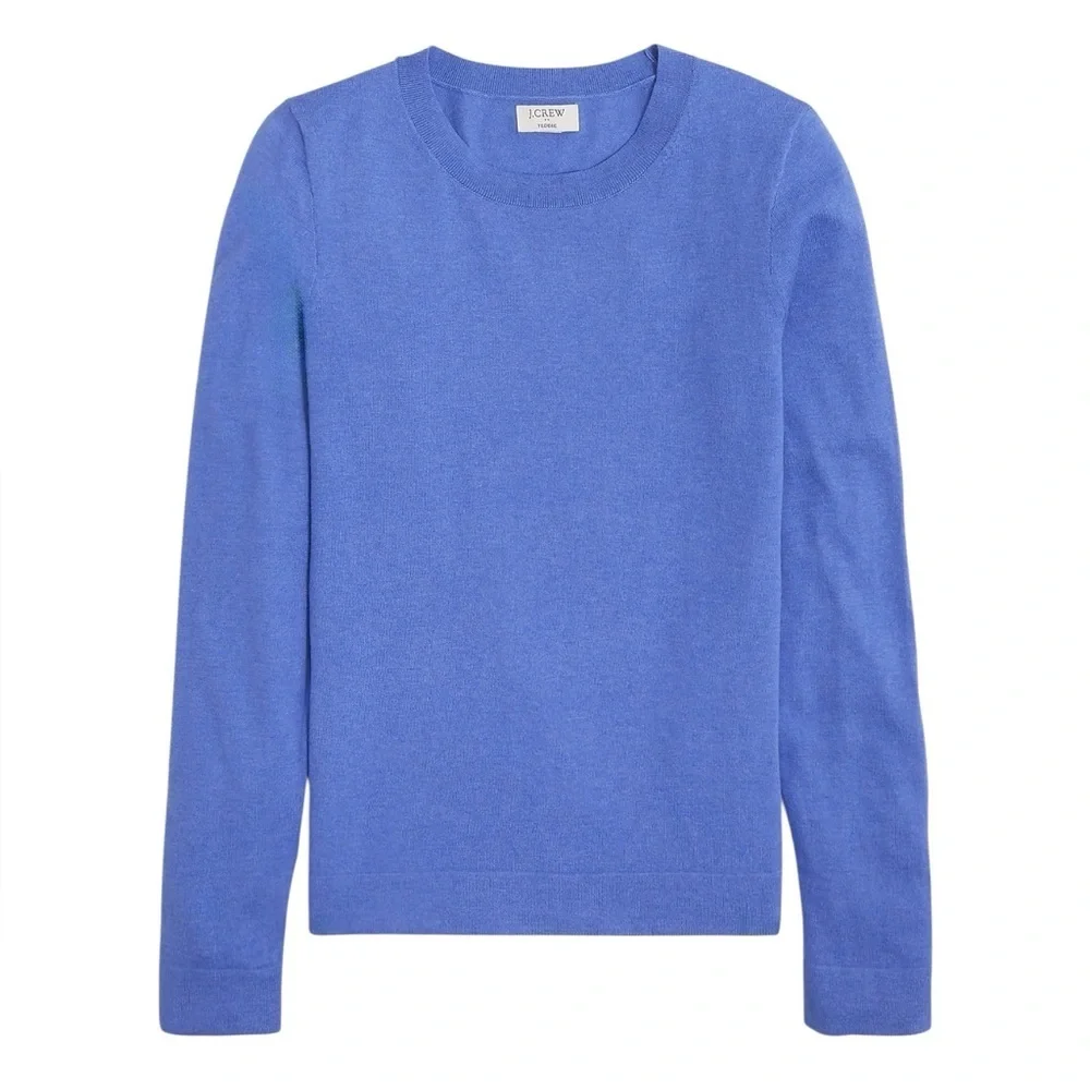 J. Crew Women’s Blue Cotton Merino Wool Blend Teddie Crewneck Sweater Size XL